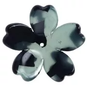 25 mm Acetate Flower Pendant - Tortoiseshell - Grey Blue - Black x1