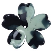 25mm Acetate flower pendant - Tortoiseshell - Grey blue - Black x1