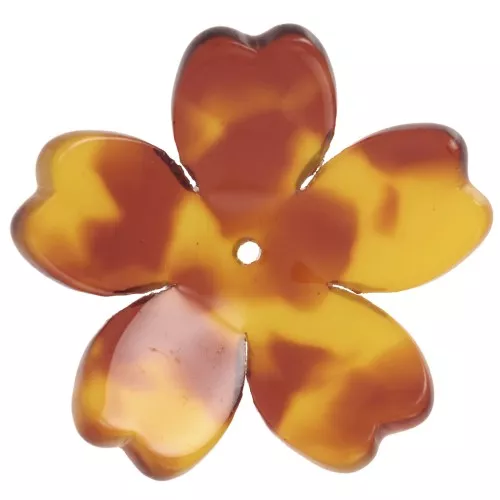 25 mm Acetate Flower Pendant - Tortoiseshell - Caramel - Brown x1