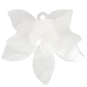 37x41mm Acetate Flower Relief Pendant - White Marble x1|raw }}