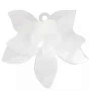 37x41mm Acetate Flower Relief Pendant - White Marble x1