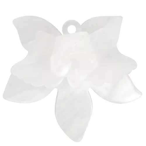 37x41mm Acetate Flower Relief Pendant - White Marble x1