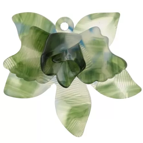37x41mm Acetate Flower Pendant - Khaki - Transparent - Blue x1
