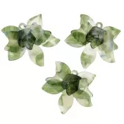 37x41mm Acetate Flower Pendant - Khaki - Transparent - Blue x1