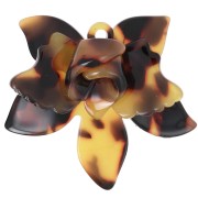 37x41mm Tortoise Shell Acetate Flower Pendant - Brown - Black x1|raw }}