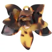 37x41mm Tortoise Shell Acetate Flower Pendant - Brown - Black x1