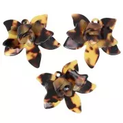 37x41mm Tortoise Shell Acetate Flower Pendant - Brown - Black x1