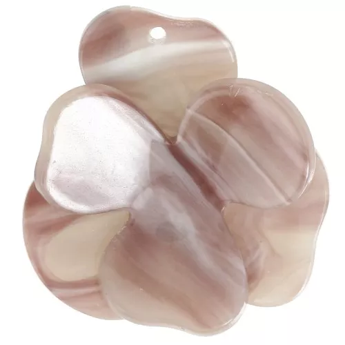 41x40mm Acetate Flower Relief Pendant - Cappuccino - White x1