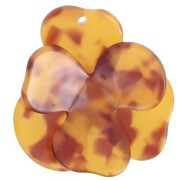 41x40mm Flower in relief pendan acetate Tortoiseshell - Caramel - Brown
