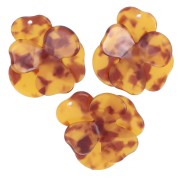41x40mm Flower in relief pendan acetate Tortoiseshell - Caramel - Brown