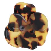 41x40mm Acetate Flower Relief Pendant - Tortoiseshell - Brown - Black|raw }}