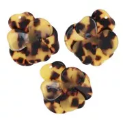 41x40mm Acetate Flower Relief Pendant - Tortoiseshell - Brown - Black