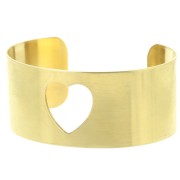 28.5x150mm Cuff bracelet with openwork heart to decorate - Rough Brass x1|raw }}