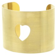 49x150mm Cuff bracelet with openwork heart to decorate - Rough brass x1|raw }}