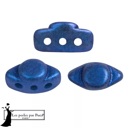 4x8mm Volos® Glass beads by Puca® - Caribbean Blue Metallic Mat x10g