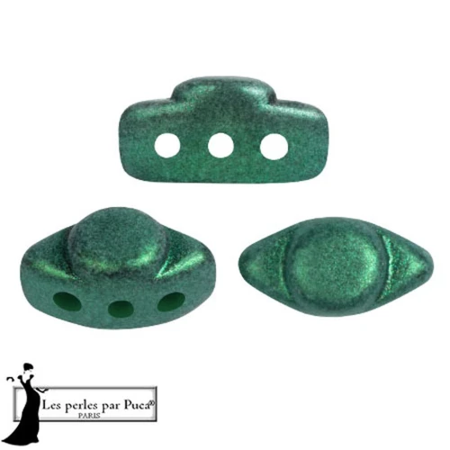 4x8mm Volos® Glass beads by Puca® - Green Forest Metallic Mat x10g