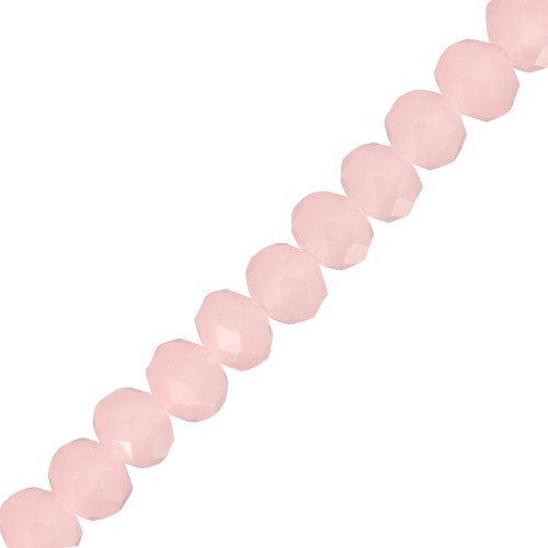 8x6mm Rondelle beads faceted - round flattened - Opaque Light Pink x40cm