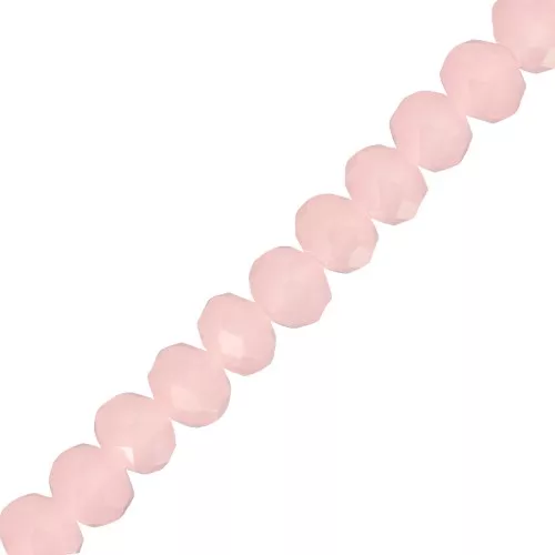 8x6mm Rondelle beads faceted - round flattened - Opaque Light Pink x40cm