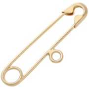 27 mm safety pin brooch with ring - 925 Sterling Silver Fine gold plated x1