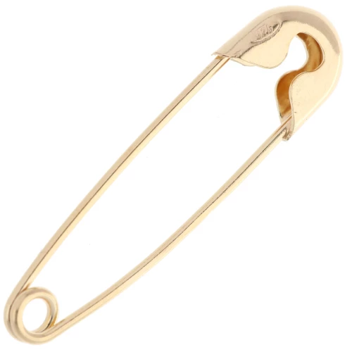 32 mm Jewelry Safety Pin Brooch - 925 Sterling Silver Fine gold plated x1