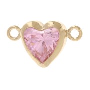 Horizontal heart spacer 9x5.5 mm with CZ - Gold filled (gold filled) - Pink|raw }}