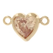 Horizontal heart spacer 9x5.5 mm with CZ - Gold filled (gold filled) Champagne|raw }}