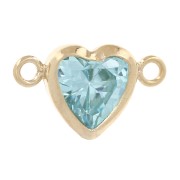 Horizontal heart spacer 9x5.5mm with CZ - Gold filled (gold filled) Aquamarine|raw }}