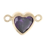 Horizontal heart spacer 9x5.5 mm with CZ - Gold filled (gold filled) Amethyst|raw }}