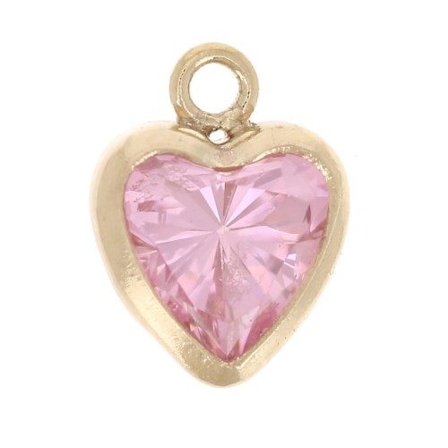 Heart Charm 7x5.5 mm Zirconium Oxide - Gold filled (Gold Filled) - Rose x1