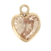 Heart charm 7x5.5 mm Zirconium oxide - Gold filled (gold filled) - Champagne
