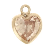 Heart charm 7x5.5 mm Zirconium oxide - Gold filled (gold filled) - Champagne