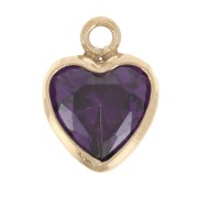 Heart Charm 7x5.5 mm Zirconium Oxide - Gold filled (gold filled) - Amethyst
