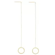 Through-ear chains Trace mesh 120 mm - 304L gold-plated stainless steel x2