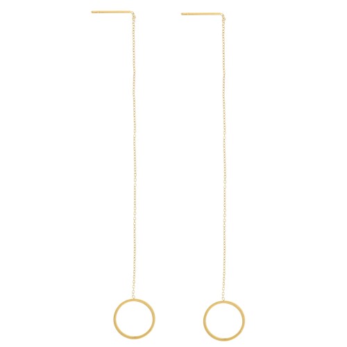 Through-ear chains Trace mesh 120 mm - 304L gold-plated stainless steel x2