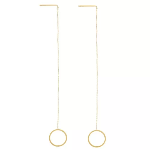 Through-ear chains Trace mesh 120 mm - 304L gold-plated stainless steel x2