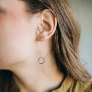 Through-ear chains Trace mesh 120 mm circle - Gold-plated stainless steel x2