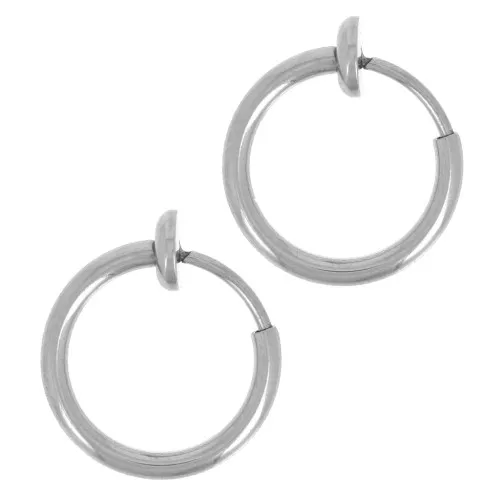 Mini creole clips - For non-pierced ears 13 mm - Stainless steel x2