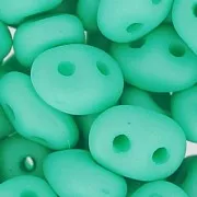 SuperDuo 2.5x5mm Opaque Green Turquoise Silk Mat x10g