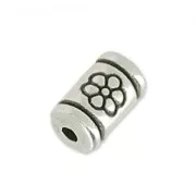 Flower Pattern Tubes 5x3 mm Antique Silver Plating x5