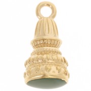 28x13mm Ethnic pendant with epoxy resin - Fine gold plated - Dark green x1