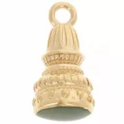 28x13mm Ethnic pendant with epoxy resin - Fine gold plated - Dark green x1