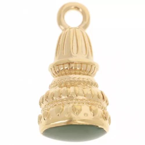 28x13mm Ethnic pendant with epoxy resin - Fine gold plated - Dark green x1