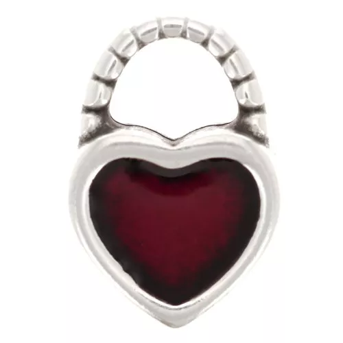 14.5x10mm Charm padlock heart with epoxy resin - Antique silver - Red x1