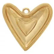22x24mm Heart pendant with epoxy resin - Fine gold plated - Black x1