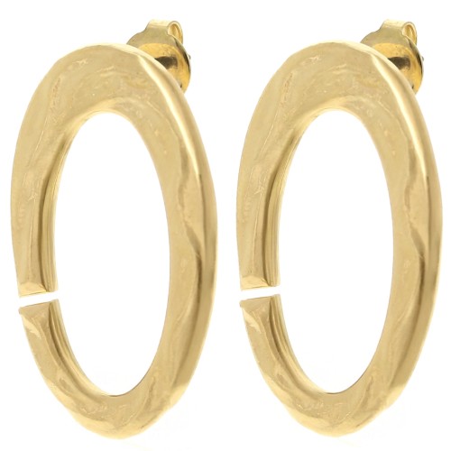 32x19mm Hammered oval earstuds - Fine gold plated x2