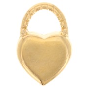 14.5x10mm Charm heart padlock with epoxy resin - Fine gold plated - Red x1