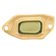 22x11mm Irregular spacer stained glass effect epoxy resin Fine gold plated - Green|raw }}