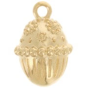 18x13mm acorn charm with floral design - Fine gold plated x1