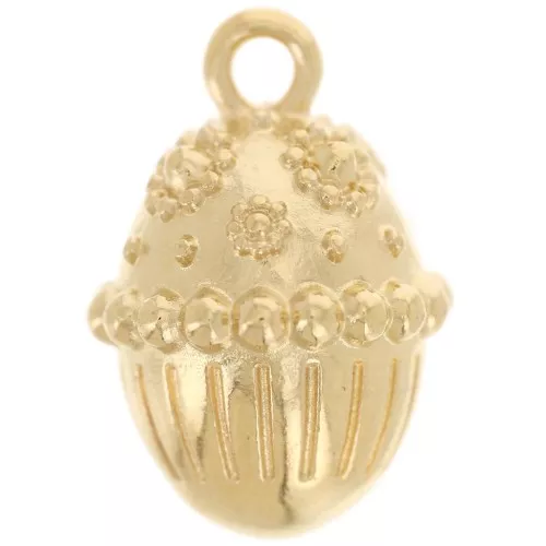18x13mm acorn charm with floral design - Fine gold plated x1