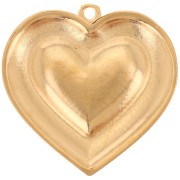 31.5mm heart pendant with stained glass effect epoxy resin - Fine gold plated - Red